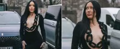 نوا سایرس دوباره بدنش را در هفته مد به نمایش گذاشت